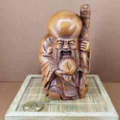 明治時代　特大銅製寿老人　置物 中国 古銅宣徳銅 寿老人像 置物 時代箱付 M 3828（中国 古銅宣徳