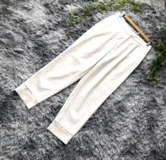 LUSSO パールボタン付き 白スラックス Mサイズ ストレッチ素材 ホワイト