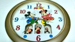 レトロ ディズニー 壁掛け時計 ミッキー からくり時計 Disney ジャンク