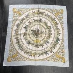 HERMES カレ90 シルクスカーフ　水色
