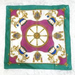 90s 美品 CELINE セリーヌ スカーフ シルク 貝 グリーン 緑