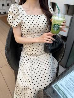 グレイル ドット柄バルーンスリーブフレアワンピース　GRL