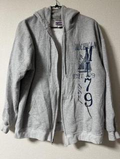 90s HANES ジップアップパーカー　L グレー　裏起毛　ゆるだぼ