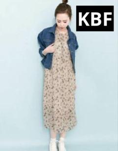 KBF フラワー ノースリーブ ロングワンピース　ボタニカル　花柄