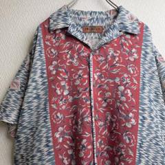 古着 レトロ 柄シャツ 総柄 花柄 デザイン 開襟 オープンカラーシャツ 半袖