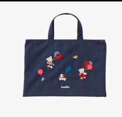 ファッション familiar 刺繍デザイン トートバッグ ネイビー レッスンバック バッグ