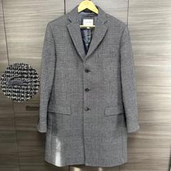 美品 ラコステ チェスターコート グレンチェック ブランドロゴ グレー Mサイズ 美品 ラコステ チェスターコート グレンチェック ブランドロゴ