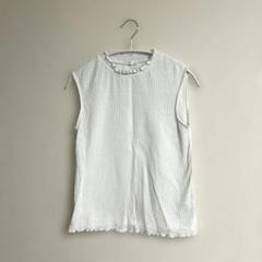 GU リブ編みノースリーブトップス M ホワイト