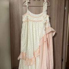 メリージェニー　flower checkアシメワンピース　ピンク
