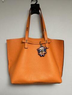 【極美品】フルラ レザートートバッグ チャーム付 オレンジ FURLA 定価9万