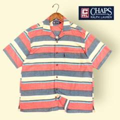 90s CHAPS by RALPH LAUREN 開襟シャツ マルチボーダー柄