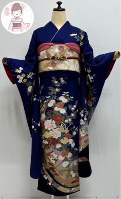 振り袖　セット　金彩加工　ブルー　成人式　パーティー　おまけ付　帯締め　119 大幅値下げ！振袖セット 成人式 ブルー 青色 金帯 セット 小柄