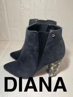 【美品　スエード】DIANA　サイドゴア ヒール　(23.5)定価2万円 美品 スエード】DIANA サイドゴア ヒール (23.5)定価2万円