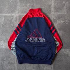 adidas》万国タグ80年代・好配色トラックジャケット・バック刺繍ロゴF320 90s adidas バックデカロゴ トラックジャケット 万国タグ XL A94