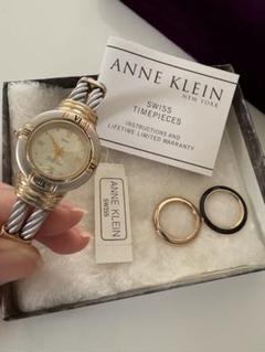 未使用・新品ANNE KLEIN シルバー ゴールド 腕時計 アンクライン スクエア型クォーツ腕時計 シルバー/ゴールド