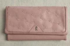 Roberta di Camerino ピンクレザー三つ折り財布 Rロゴ付き