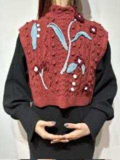 Mame Floral Motif Hand-Knitted Vest - メルカリ