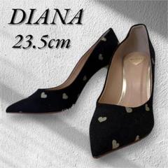 美品】 DIANA ダイアナ パンプス ハート柄 ハイヒール ブラック