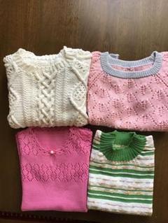 女の子小一二年サイズアイボリー ニットサマーセーター含む 計4点まとめ売り