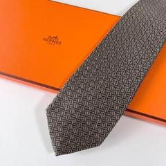 美品 HERMES エルメス ネクタイ シルク H織りタイ ファソネH H柄