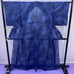 Ｙ★2913★ ポリエステル 小紋 夏着物 透け感 濃いブルー 紺色 Y☆2913☆ ポリエステル 小紋 夏着物 透け感 濃いブルー 紺色
