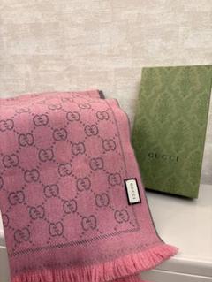 GUCCI ロゴマフラー ボルドー グレー×ピンク 約37x190cm GUCCI ロゴマフラー ボルドー グレー×ピンク 約37x190cm