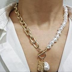 パール チェーン 鎖 ジャラジャラ ゴージャス 豪華 派手 ネックレス ゴールド