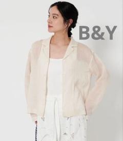 BEUTY&YOUTH 麻 オープンカラー シャツ オフホワイト 長袖