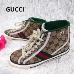 美品】GUCCI テニスハイカットスニーカー 36 GG シェリーライン