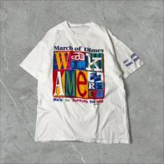 US古着 WALK AMERICA シングルステッチ アート Tシャツ ホワイト