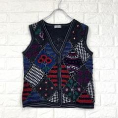 vintage パッチワーク　オールドキルト　ベスト リバーシブル　キルト vintage パッチワーク オールドキルト ベスト リバーシブル キルト