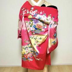 産着 祝着 パッションピンク 金彩 花づくし 刺繍 おしどり 女の子 襦袢付き 産着 祝着 パッションピンク 金彩 花づくし 刺繍 おしどり