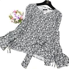 ★新品　マックスマーラ　さらさらラップシャツ 2way★花　フレア袖❤︎リボン S