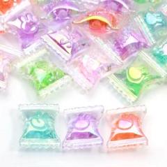 カラフル ビーズ デコパーツ スイーツ お菓子 透明 10個