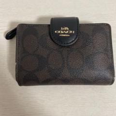coach コーチ　シグネチャー　レザー　ブラウン　二つ折り財布　ミニ財布　ロゴ