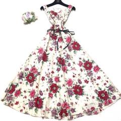 ★美品　ローラアシュレイ　フレアーワンピース　花柄♡マゼンタ　XL