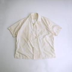 ピンクハウス カールヘルム　総柄　豚柄　半袖開襟シャツ　アイボリー　L 古着