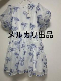 未使用 ポピー×シスタージェーン リボン柄ティアードワンピース