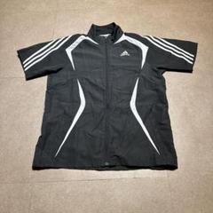 Adidas スポーツウェア　半袖　ジップアップ　ランニング　黒　白　M