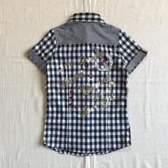 TRALALA ロゴ入りチェック柄短パン　リボン付き　y2k gossip!ロサンゼルス カーゴパンツ little ribbon リボン刺繍