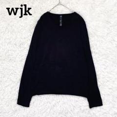【ダブルジェーケー】Vネック長袖カットソー(S)ノームコア 洗える 日本製 黒