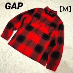 GAP　ギャップ【M】フランネルシャツジャケット　赤　黒　チェック