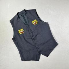 ジレベスト　虎の刺繍デザイン　タイガー　ダークグレー　カジュアル　メンズ