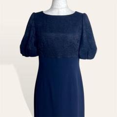 ♥️美品 バナーバレット レース バイカラー パフスリーブ ワンピース 38