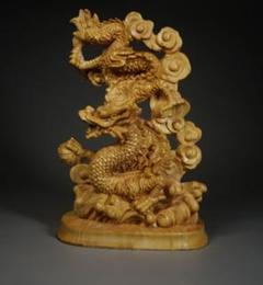 高品質 精彫り 木製彫刻置物 黄楊木 工芸品 美術品飾り物 総高13cm