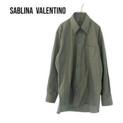 SABLINA VALENTINO長袖ビジネスシャツ　極美品　緑　大きめ