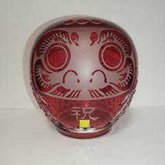 【希少美品】カガミクリスタル 祝だるま(大)　金赤 江戸切子 達磨 ダルマ 希少美品】カガミクリスタル 祝だるま(大) 金赤 江戸切子 達磨