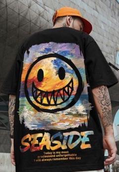 【新入荷】バック プリント Tシャツ 半袖 ビックシルエット