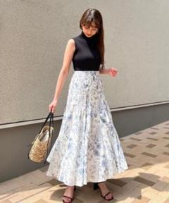 【美品】スナイデル＊ニットドッキングプリントワンピース