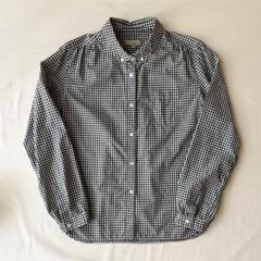マーガレットハウエル S リネン スキッパーシャツ ギンガムチェック ネイビー マーガレットハウエル S リネン スキッパーシャツ ギンガム